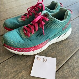 Hoka Teal and Pink Athletic Shoes